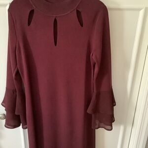 INC Stylish Burgundy open design neck, straight above knee dress